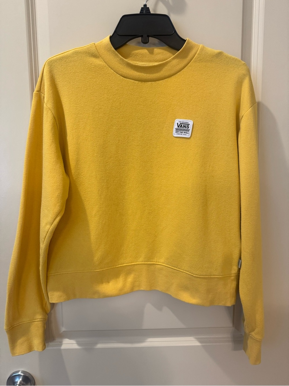Vans Women's Bright Yellow Crewneck Sweatshirt with Patch